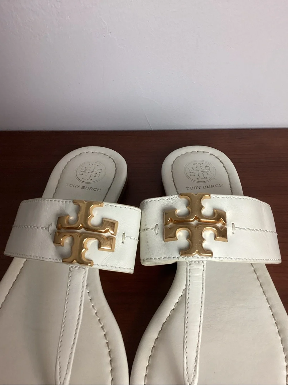 Tory Burch Everly Backless Cream Leather  Sandals Size 6.5M